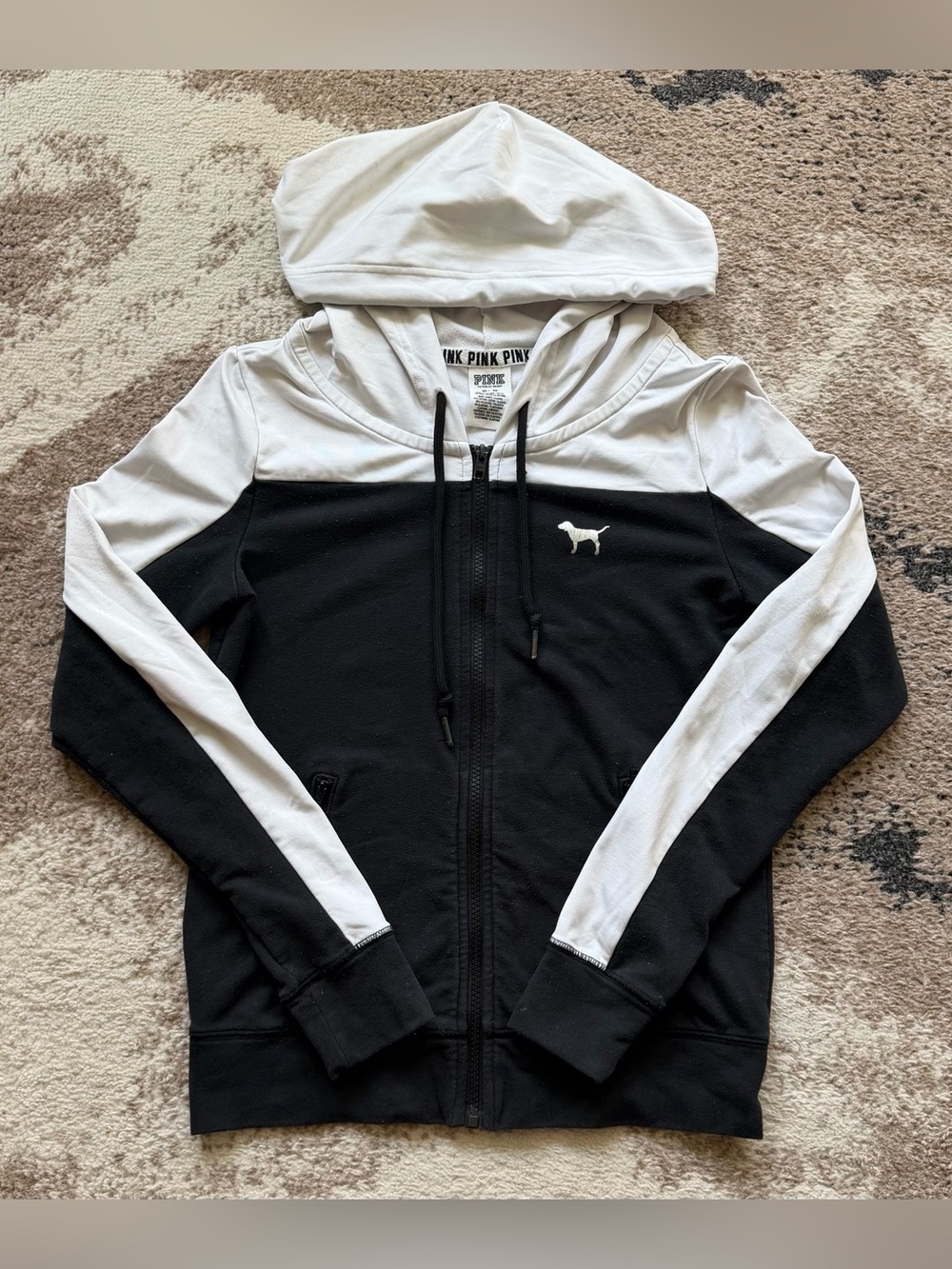 Y2K Victorias Secret Pink Women’s Zip Up Black & White